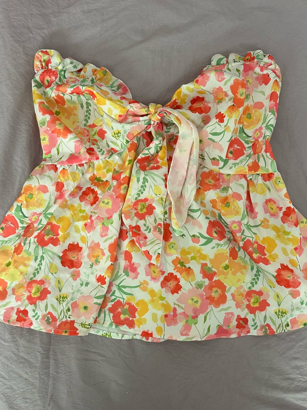Floral Tie-Waist Kids Dress in Coral, Yellow & Pink